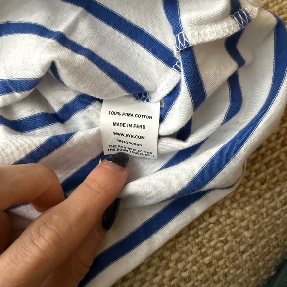 AYR White Tee with Blue and Red Stripes-NWOT - Picture 7 of 9